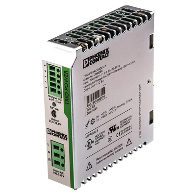 Phoenix Contact TRIO-PS/ 1AC/24DC/ 2.5 Switch Mode DIN Rail Power Supply, 85 → 264V ac ac Input, 24V dc dc