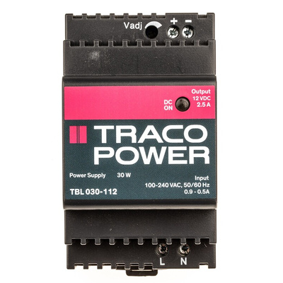 TRACOPOWER TBL Switch Mode DIN Rail Power Supply, 85 → 264V ac ac Input, 12V dc dc Output, 2.5A Output, 30W