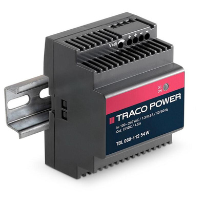 TRACOPOWER TBL Switch Mode DIN Rail Power Supply, 85 → 264V ac ac Input, 12V dc dc Output, 4.5A Output, 54W
