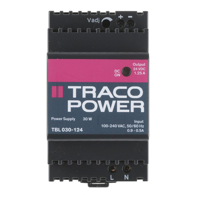 TRACOPOWER TBL Switch Mode DIN Rail Power Supply, 85 → 264V ac ac Input, 24V dc dc Output, 1.25A Output, 30W