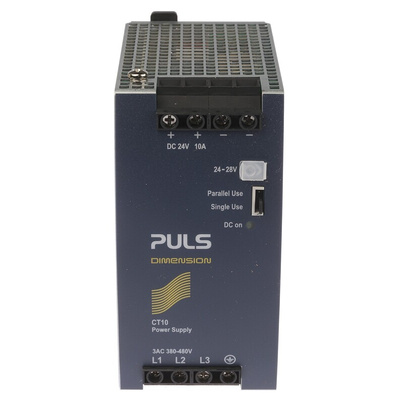 PULS DIMENSION C-Line Switch Mode DIN Rail Power Supply, 380 → 480V ac ac Input, 24V dc dc Output, 10A Output,