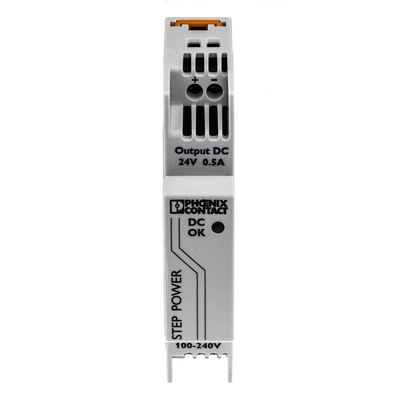 Phoenix Contact STEP-PS/1AC/24DC/0.5 Switch Mode DIN Rail Power Supply, 85 → 264V ac ac Input, 24V dc dc Output,