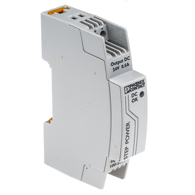 Phoenix Contact STEP-PS/1AC/24DC/0.5 Switch Mode DIN Rail Power Supply, 85 → 264V ac ac Input, 24V dc dc Output,