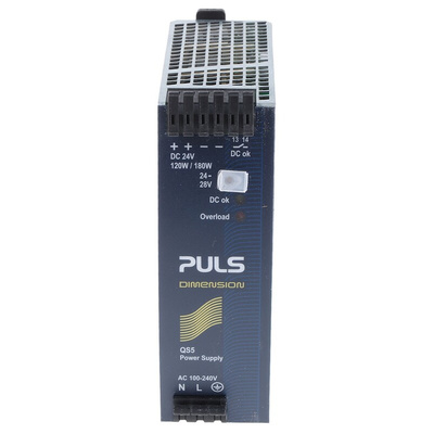 PULS DIMENSION Q Switch Mode DIN Rail Power Supply, 100 → 240V ac ac, dc Input, 24V dc dc Output, 5A Output, 120W