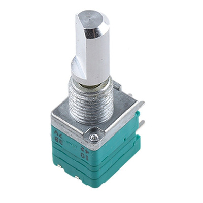 Alps Alpine 1 Gang Rotary Potentiometer with an 6 mm Dia. Shaft - 10kΩ, ±20%, 0.05W Power Rating, Through Hole
