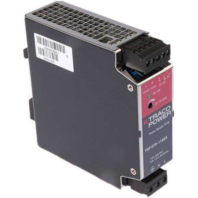 TRACOPOWER TSP Switch Mode DIN Rail Power Supply, 85 → 264V ac ac Input, 12V dc dc Output, 6A Output, 72W