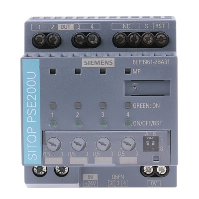Siemens SITOP PSE200U Selectivity Module DIN Rail Power Supply, 24V dc dc Input, 24V dc dc Output, 3A Output, 9W