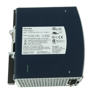 PULS DIMENSION C-Line DIN Rail Power Supply, 200 → 240V ac ac Input, 24V dc dc Output, 10A Output, 240W