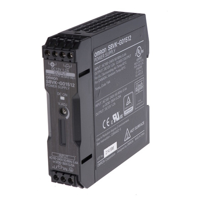 Omron S8VK-G Switch Mode DIN Rail Power Supply, 85 → 264V ac ac, dc Input, 12V dc dc Output, 1.2A Output, 15W