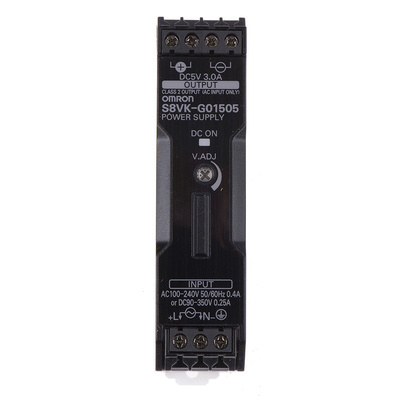 Omron S8VK-G Switch Mode DIN Rail Power Supply, 85 → 264V ac ac, dc Input, 5V dc dc Output, 3A Output, 15W