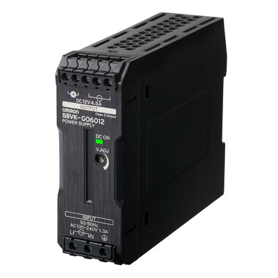 Omron S8VK-G Switch Mode DIN Rail Power Supply, 85 → 264V ac ac, dc Input, 12V dc dc Output, 4.5A Output, 60W