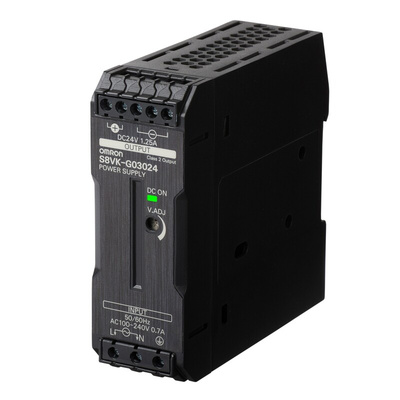 Omron S8VK-G Switch Mode DIN Rail Power Supply, 85 → 264V ac ac, dc Input, 24V dc dc Output, 1.3A Output, 30W