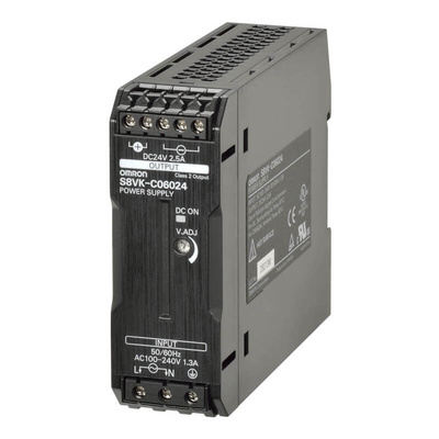 Omron S8VK-C Switch Mode DIN Rail Power Supply, 90 → 350 V dc, 100 → 240 V ac ac, dc Input, 24V dc dc