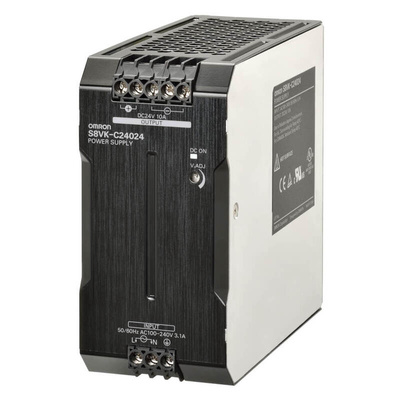 Omron S8VK-C Switch Mode DIN Rail Power Supply, 85 → 264V ac ac, dc Input, 24V dc dc Output, 10A Output, 240W