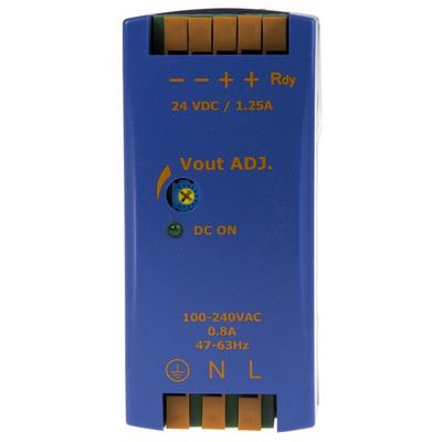 Chinfa DRAN30 Switch Mode DIN Rail Power Supply, 85 → 264V ac ac Input, 24V dc dc Output, 1.25A Output, 30W