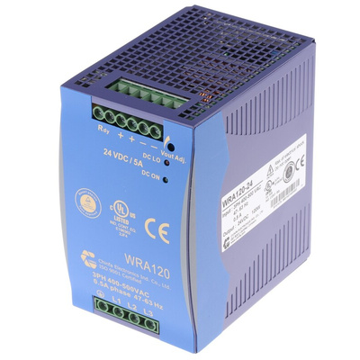 Chinfa WRA 120 DIN Rail Power Supply, 400V ac ac Input, 24V dc dc Output, 5A Output, 120W