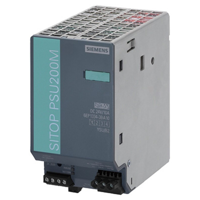 Siemens SITOP PSU200M Switch Mode DIN Rail Power Supply, 85 → 264V ac ac Input, 24V dc dc Output, 10A Output,