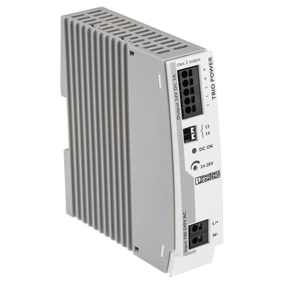 Phoenix Contact TRIO-PS-2G/1AC/24DC/3/C2LPS Switch Mode DIN Rail Power Supply, 85 → 264V ac ac Input, 24V dc dc