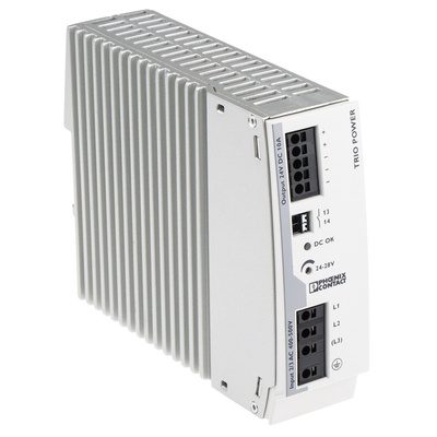 Phoenix Contact TRIO-PS-2G/3AC/24DC/10 Switch Mode DIN Rail Power Supply, 400V ac ac Input, 24V dc dc Output, 10A
