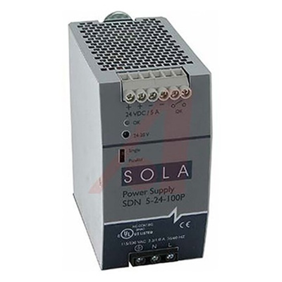 SolaHD SDN-P DIN Rail Power Supply, 85 → 264V ac ac, dc Input, 24V dc dc Output, 5A Output, 120W