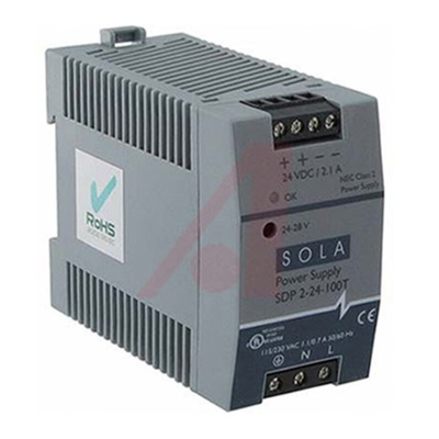 SolaHD SDP DIN Rail Power Supply, 85 → 264V ac ac, dc Input, 24V dc dc Output, 2.1A Output, 50W