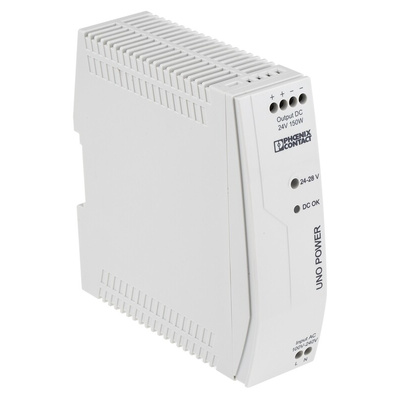 Phoenix Contact UNO-PS/1AC/24DC/150W Switch Mode DIN Rail Power Supply, 85 → 264V ac ac Input, 24V dc dc Output,
