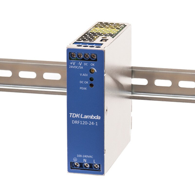 TDK-Lambda DRF DIN Rail Power Supply, 85 → 264V ac ac Input, 24V dc dc Output, 5A Output, 120W