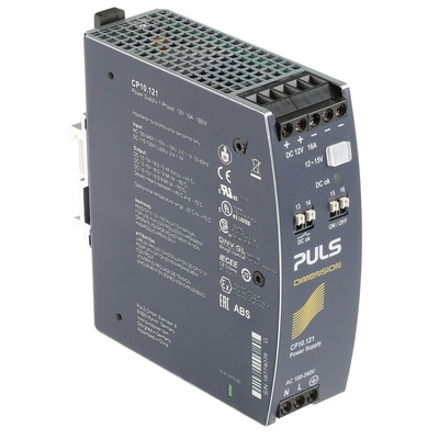 PULS DIMENSION DIN Rail Power Supply, 100 → 240V ac ac, dc Input, 12V dc dc Output, 16A Output, 192W