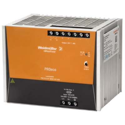 Weidmuller PRO ECO DIN Rail Power Supply, 320 → 575V ac ac, dc Input, 24V dc dc Output, 40A Output, 960W