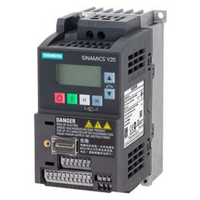 Siemens Inverter Drive, 0.55 kW, 1 Phase, 230 V ac, 3.2 A, SINAMICS V20 Series