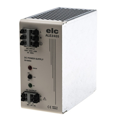 ELC ALE Linear DIN Rail Power Supply, 190 → 253V ac ac Input, 24V dc dc Output, 5A Output, 120W