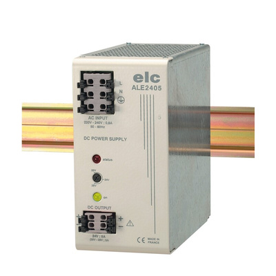 ELC ALE Linear DIN Rail Power Supply, 190 → 253V ac ac Input, 24V dc dc Output, 5A Output, 120W