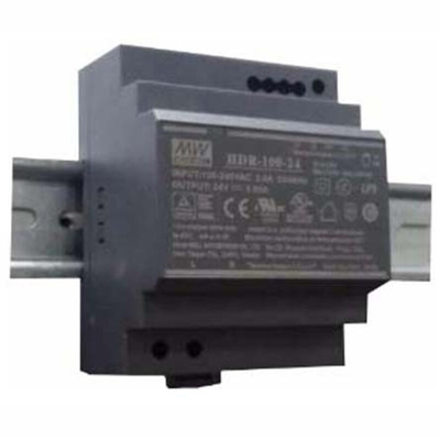 MEAN WELL HDR Switch Mode DIN Rail Power Supply, 120 → 370 V dc, 85 → 264 V ac, 12V dc dc Output, 7.1A