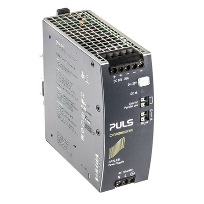 PULS CP Switch Mode DIN Rail Power Supply, 230V ac, 24V dc dc Output, 20A Output, 480W