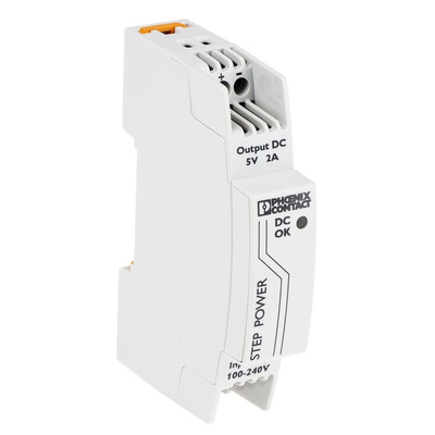 Phoenix Contact STEP-PS/ 1AC/ 5DC/2 Switch Mode DIN Rail Power Supply, 85 → 264V ac ac, dc Input, 5V dc dc