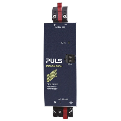 PULS CP Redundancy Module DIN Rail Power Supply, 100 → 240V ac ac, dc Input, 24V dc dc Output, 20A Output, 480W