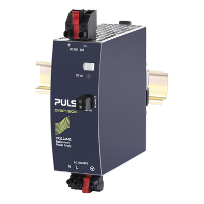 PULS CP Redundancy Module DIN Rail Power Supply, 100 → 240V ac ac, dc Input, 24V dc dc Output, 20A Output, 480W