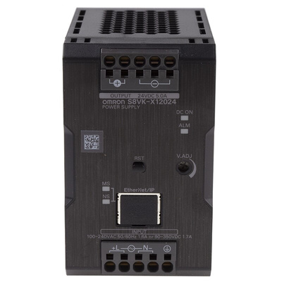 Omron S8VK-X Switch Mode DIN Rail Power Supply, 230V ac ac, dc Input, 24V dc dc Output, 5A Output, 120W