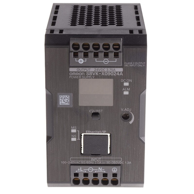 Omron S8VK-X Switch Mode DIN Rail Power Supply, 230V ac ac, dc Input, 24V dc dc Output, 3.75A Output, 90W