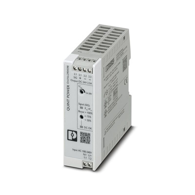 Phoenix Contact QUINT4-PS/1AC/24DC/2.5/SC Switch Mode DIN Rail Power Supply, 230V ac ac, dc Input, 24V dc dc Output,