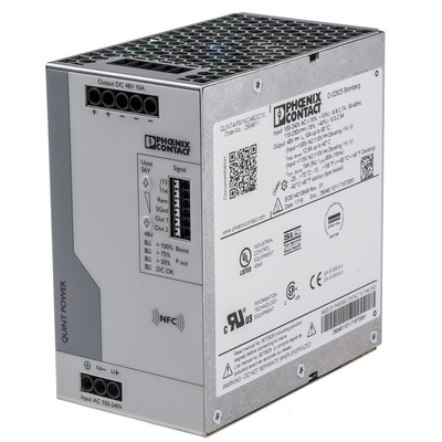 Phoenix Contact QUINT4-PS/1AC/48DC/10 Switch Mode DIN Rail Power Supply, 230V ac ac, dc Input, 48V dc dc Output, 10A