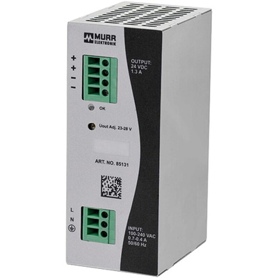 Murrelektronik Limited Eco-Rail Switch Mode DIN Rail Power Supply, 90 → 264V ac ac Input, 24V dc dc Output, 1.3A