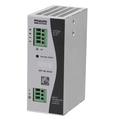 Murrelektronik Limited Eco-Rail Switch Mode DIN Rail Power Supply, 90 → 264V ac ac Input, 24V dc dc Output, 2.5A