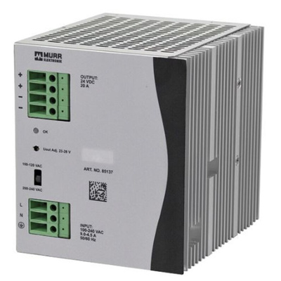 Murrelektronik Limited Eco-Rail Switch Mode DIN Rail Power Supply, 173 → 264V ac ac Input, 24V dc dc Output, 20A