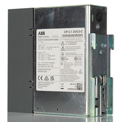 ABB CP-C.1 Switch Mode DIN Rail Power Supply, 85 → 264V ac ac, dc Input, 24V dc dc Output, 5A Output, 120W