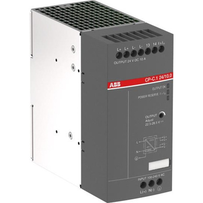 ABB CP-C.1 Switch Mode DIN Rail Power Supply, 85 → 264V ac ac, dc Input, 24V dc dc Output, 10A Output, 240W