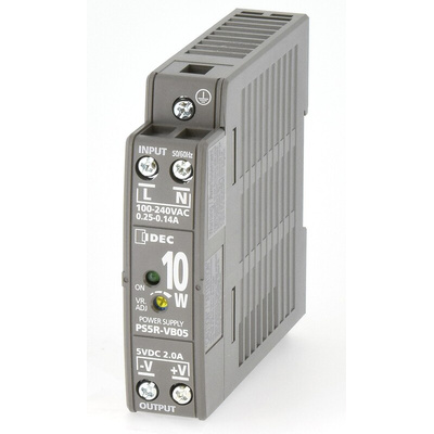 Idec PS5R DIN Rail Power Supply, 100 → 370 V dc, 85 → 264 V ac, 5V dc, 2A Output, 10W