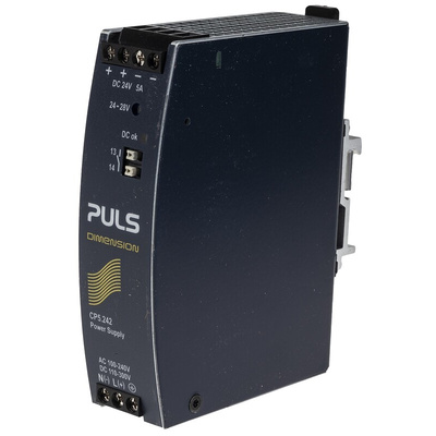 PULS CP DIN Rail Power Supply, 100 → 240 V ac, 110 → 300 V dc ac, dc Input, 24V dc dc Output, 5A Output,