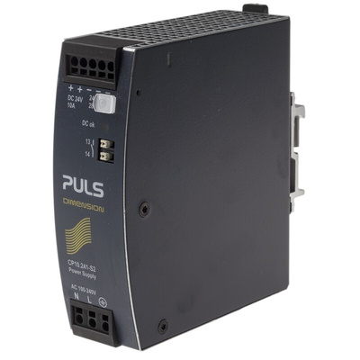 PULS CP DIN Rail Power Supply, 100 → 240V ac ac, dc Input, 24V dc dc Output, 10A Output, 240W