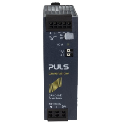 PULS CP DIN Rail Power Supply, 100 → 240V ac ac, dc Input, 24V dc dc Output, 10A Output, 240W
